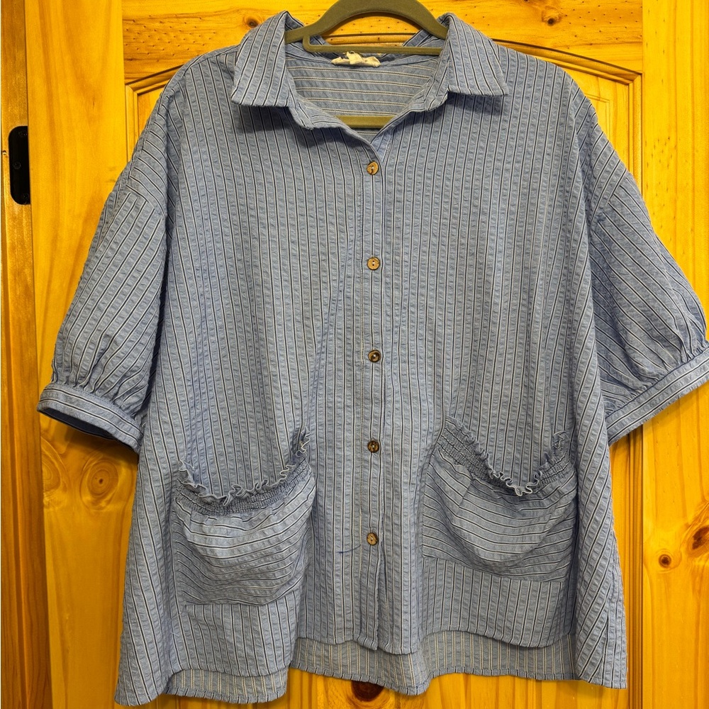 Entro Blue Striped Blouse